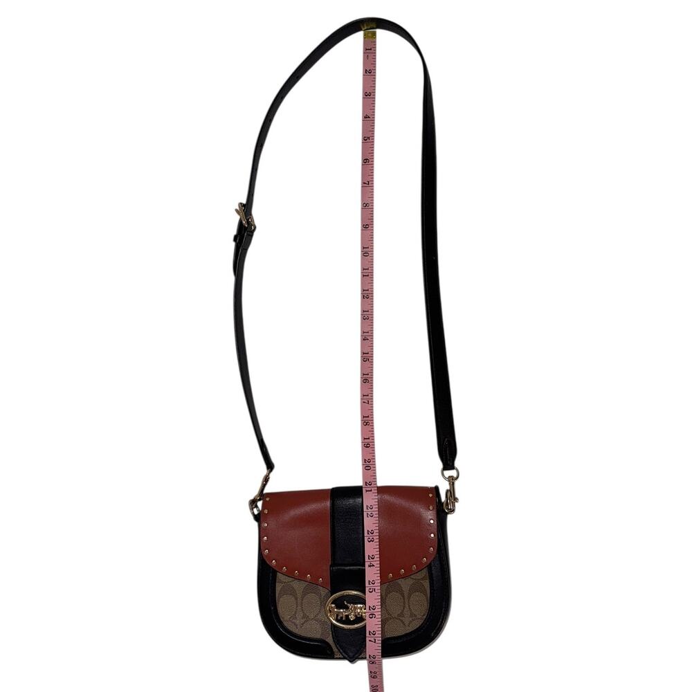 Coach Georgie Saddle Bag Colorblock Signature Canvas Crossbody - Picture 9 of 16